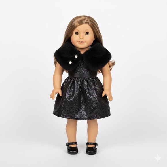 American Girl Black Faux Fur Shrug for Kids - Dress Like Your Doll - Picture 3 of 3